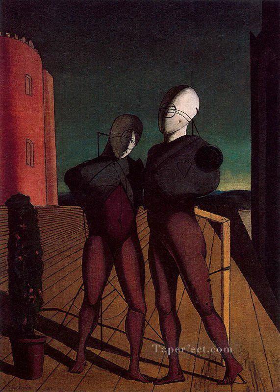the duo the models of the red tower 1915 Giorgio de Chirico Metaphysical surrealism Oil Paintings
